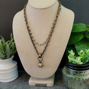 Amy Louise Jewelry ALJ Artisan Wire Wrapped Gemstone Necklace Bronze 18in